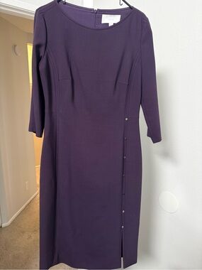 BOSS Women's Purple Sheath Dress with Side Button Detail
